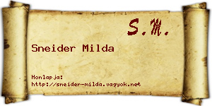 Sneider Milda névjegykártya